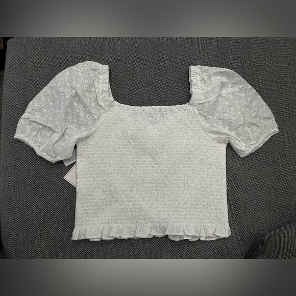 1.State Eyelet Smocked White Top (Size L) - Picture 7 of 7